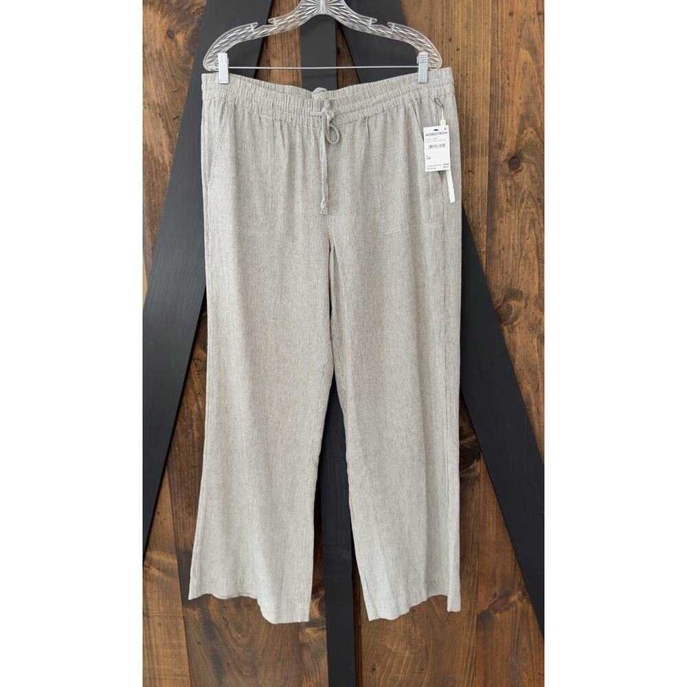 Caslon Women’s Striped Linen Blend Wide Leg Drawstring Pants L Boho